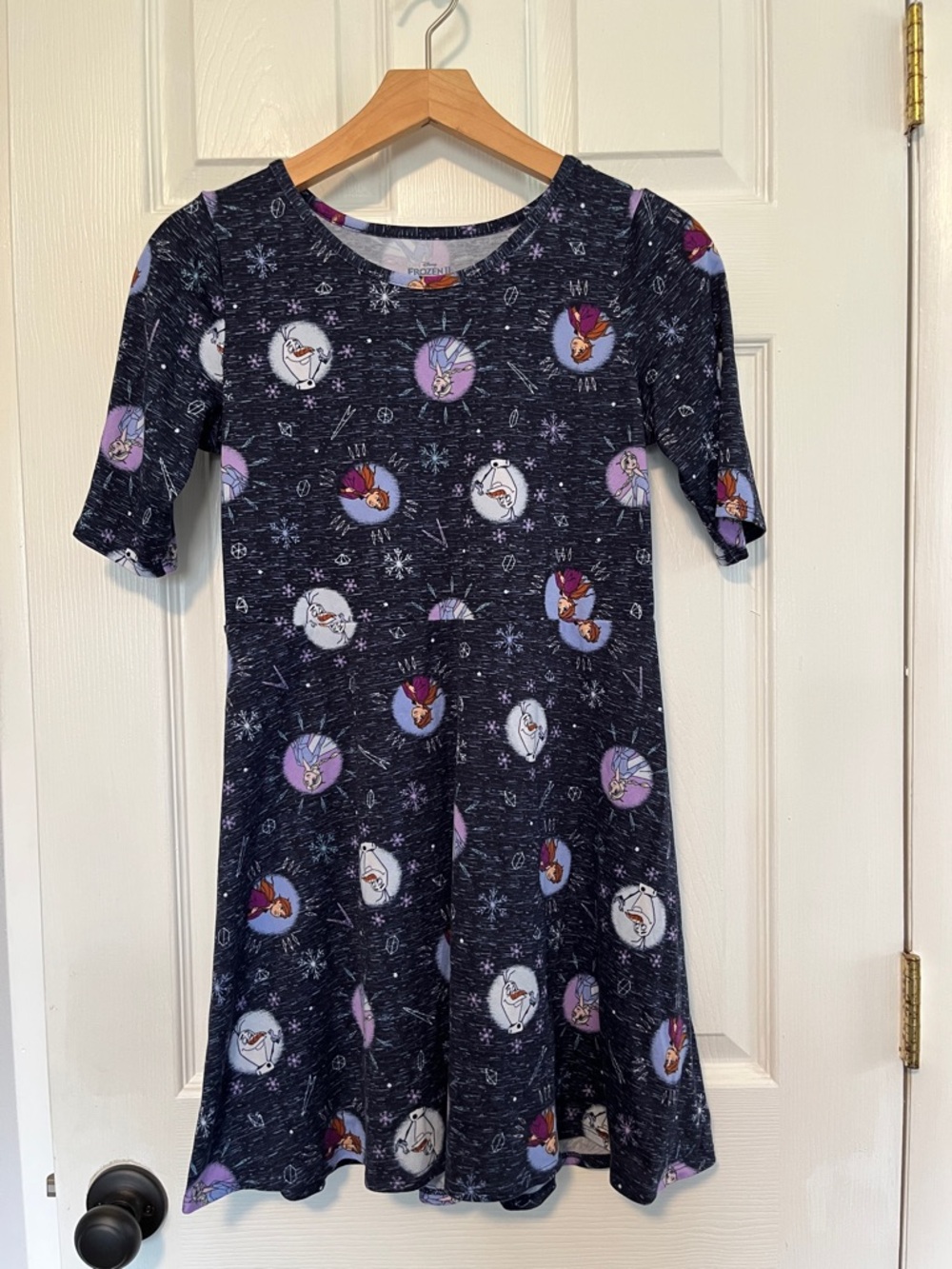 Disney Frozen II Navy and Purple Frozen Print Swing Dress
